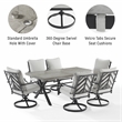 Afuera Living 7-Piece Metal Outdoor Swivel Dining Set in Gray/Black