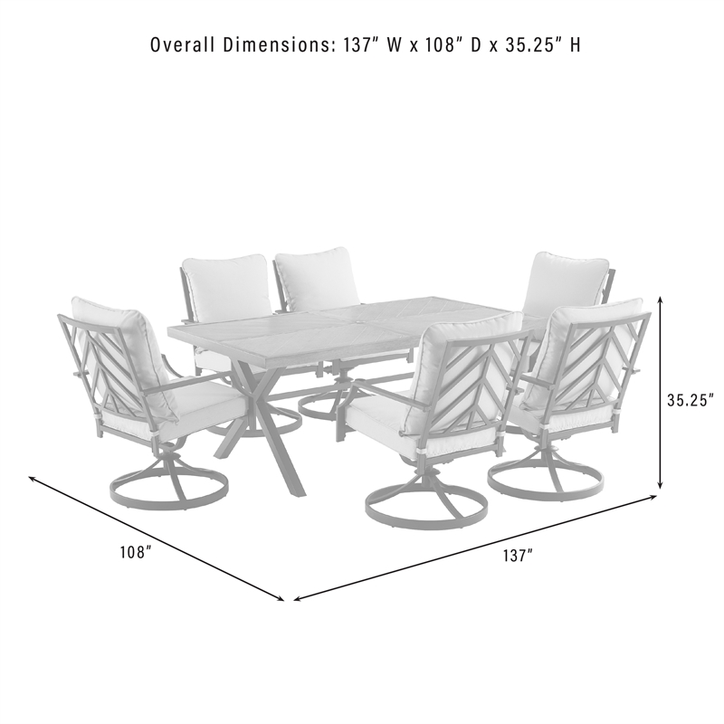 Afuera Living 7-Piece Metal Outdoor Swivel Dining Set in Gray/Black