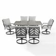 Afuera Living 7-Piece Metal Outdoor Swivel Dining Set in Gray/Black