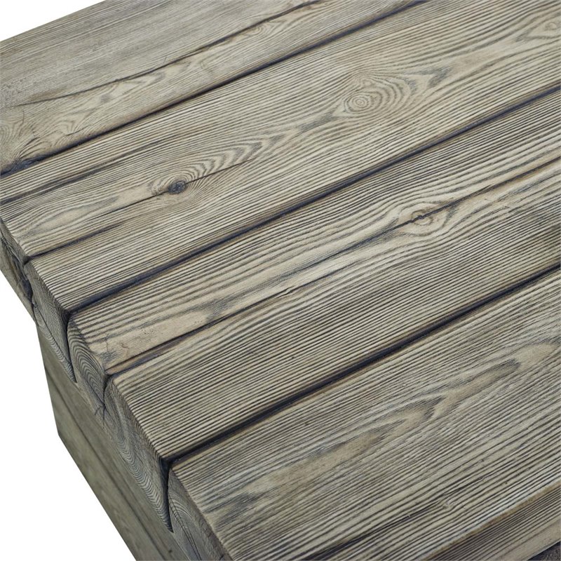 Afuera Living Modern Wood Outdoor Patio Side Table in Light Gray