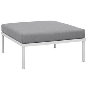 Afuera Living Outdoor Patio Aluminum Fabric Ottoman in White / Gray