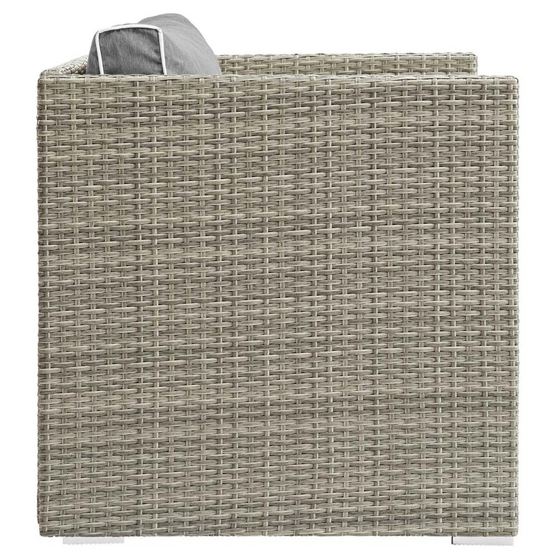 Afuera Living Rattan Outdoor Patio Arm Chair with Cushion in Gray