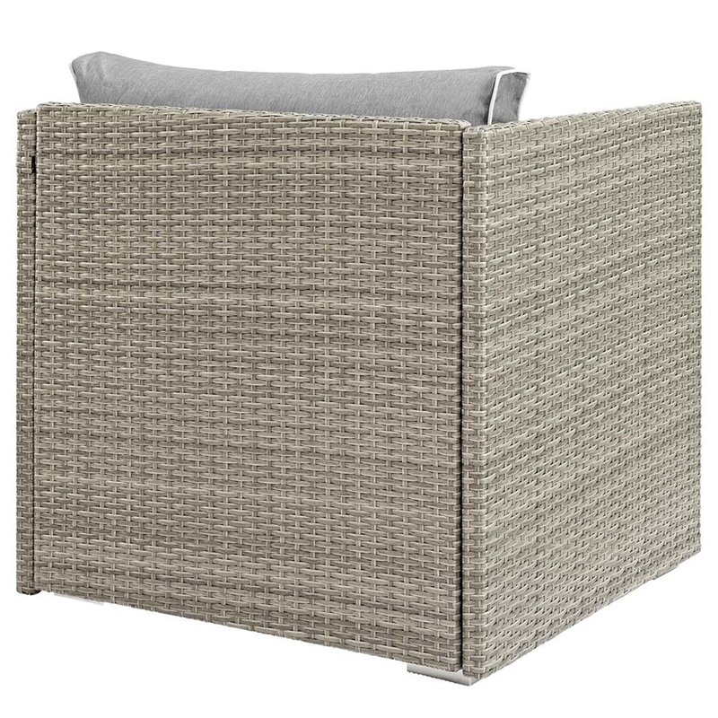 Afuera Living Rattan Outdoor Patio Arm Chair with Cushion in Gray