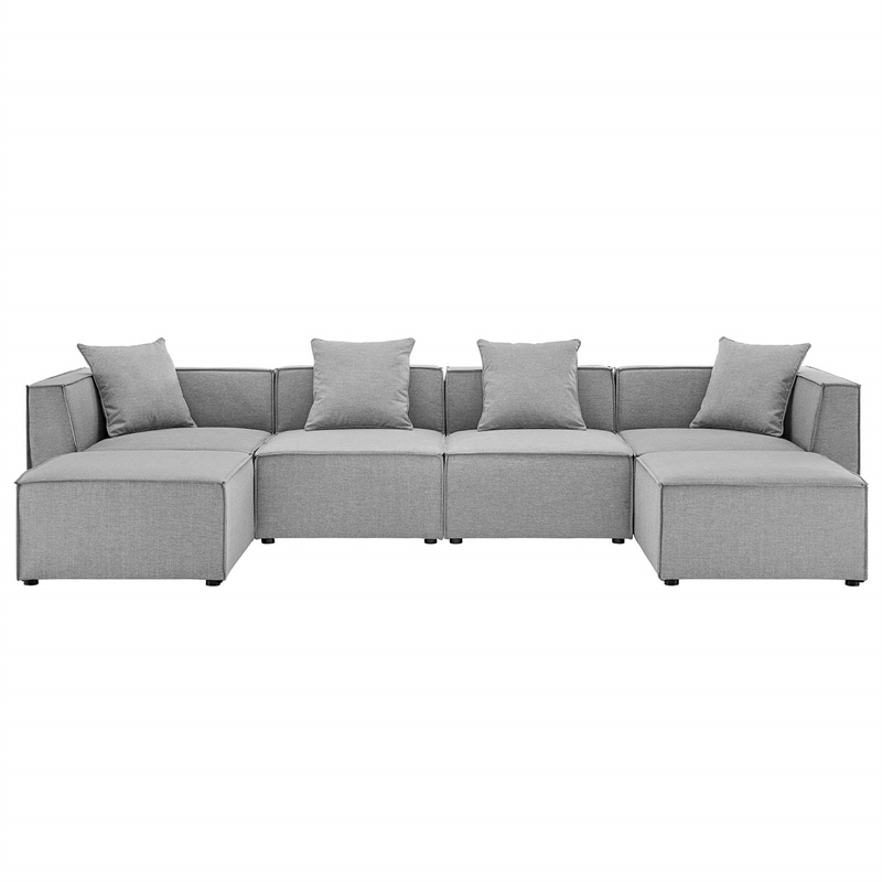 Afuera Living 6-Piece Fabric Outdoor Patio Sectional Sofa in Gray