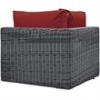 Afuera Living Aluminum and Rattan Patio Corner Chair in Canvas / Red