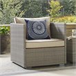 Afuera Living Rattan & Fabric Patio Arm Chair in Light Gray and Beige
