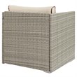 Afuera Living Rattan & Fabric Patio Arm Chair in Light Gray and Beige