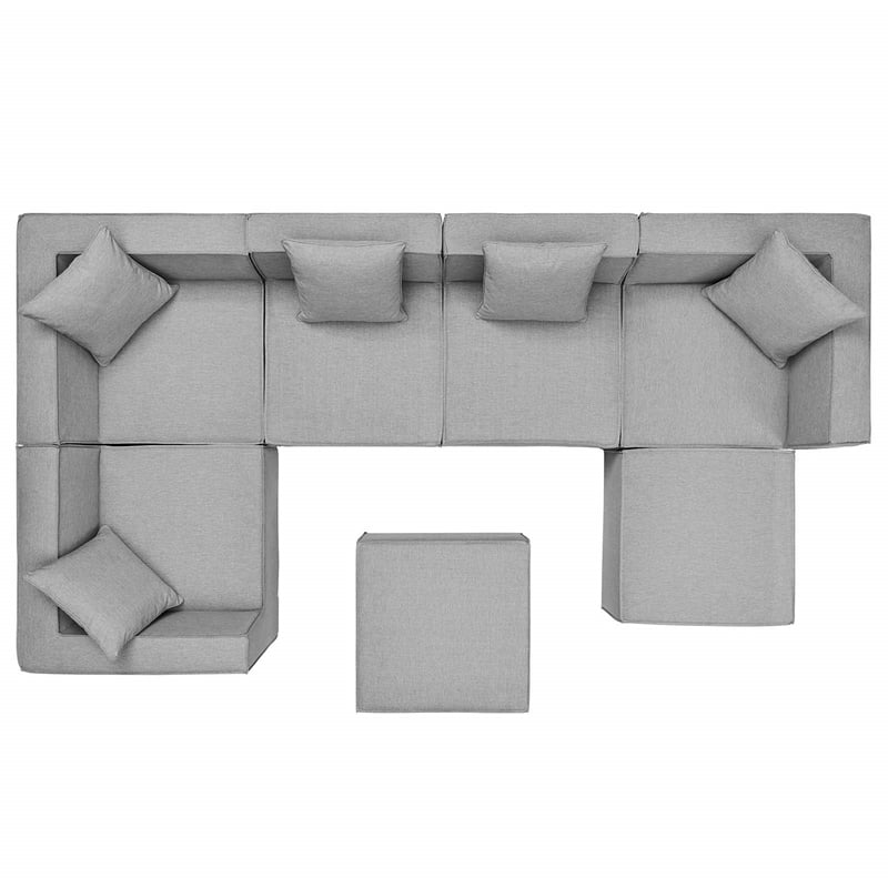 Afuera Living 7-Piece Patio Fabric Upholstered Sectional Sofa in Gray