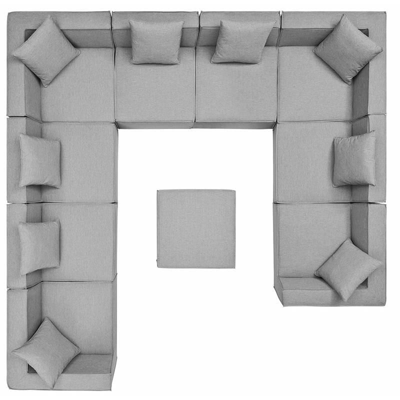 Afuera Living 10-Piece Patio Fabric Upholstered Sectional Sofa in Gray