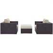 Afuera Living 3-Piece Aluminum and Rattan Patio Sofa Set in Beige / Espresso