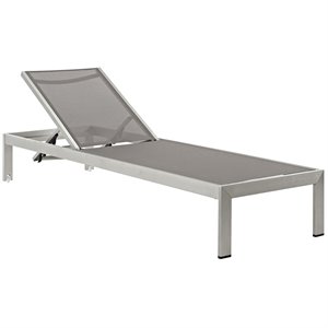 afuera living fabric and aluminum outdoor patio sun lounger in silver / gray