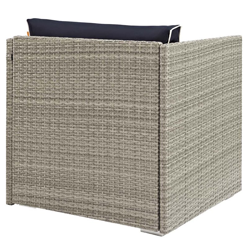 Afuera Living Contemporary Patio Arm Chair in Light Gray and Navy