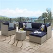 Afuera Living Contemporary Patio Arm Chair in Light Gray and Navy