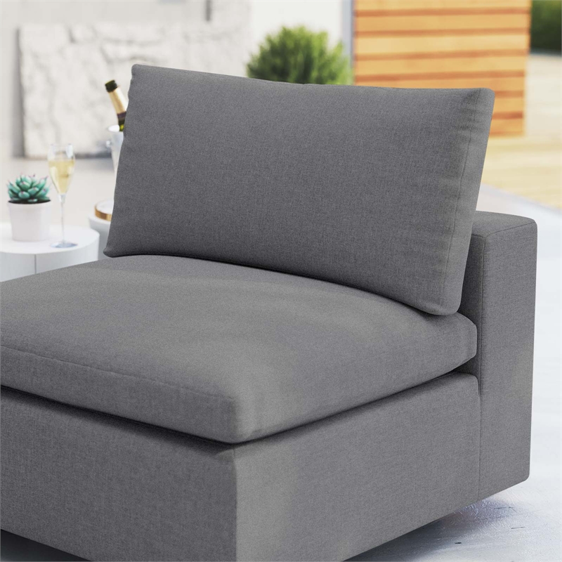 Afuera Living Modern Fabric Outdoor Patio Armless Chair in Gray