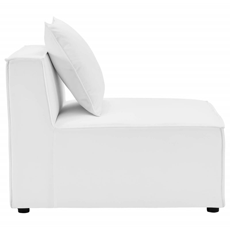 Afuera Living Fabric Upholstered Outdoor Patio Sofa Armless Chair in White