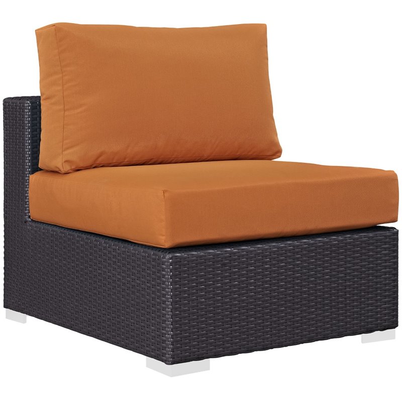 Afuera Living 5-Piece Aluminum Rattan Patio Sectional Set - Espresso / Orange