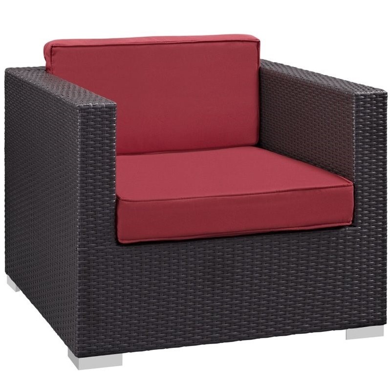 Afuera Living 8-Piece Aluminum Rattan Outdoor Patio Sofa Set in Espresso / Red