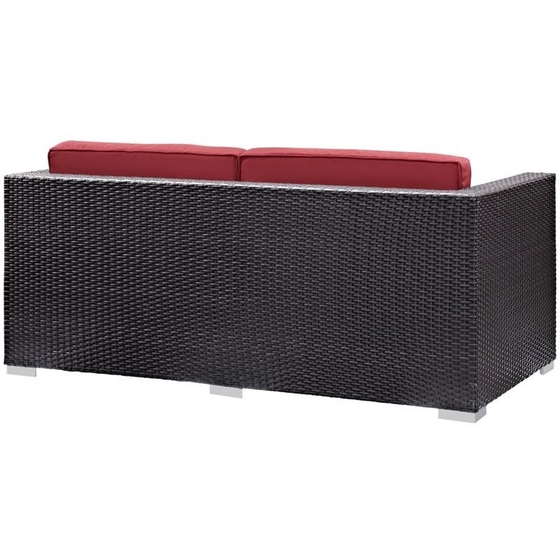 Afuera Living 8-Piece Aluminum Rattan Outdoor Patio Sofa Set in Espresso / Red