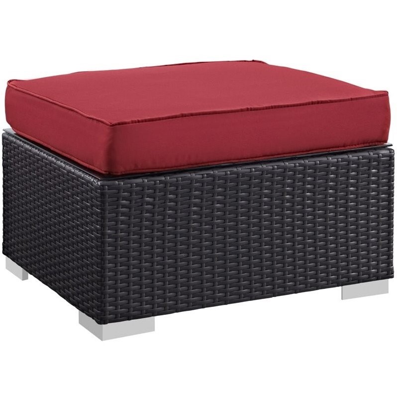 Afuera Living 8-Piece Aluminum Rattan Outdoor Patio Sofa Set in Espresso / Red