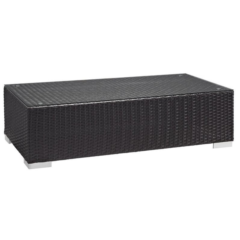 Afuera Living 8-Piece Aluminum Rattan Outdoor Patio Sofa Set in Espresso / Red