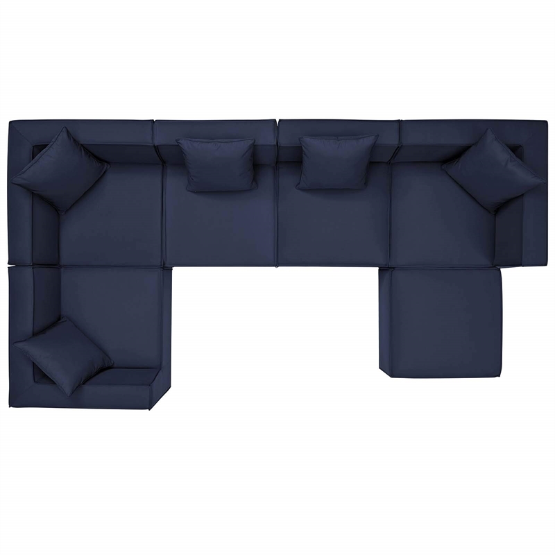 Afuera Living 6-Piece Fabric Upholstered Outdoor Patio Sectional Sofa in Navy