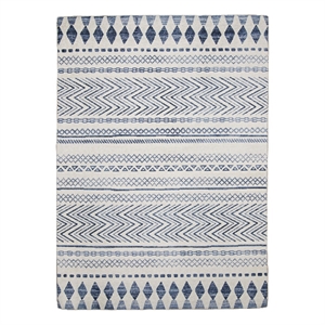 Afuera Living Indoor Outdoor Machine Skip Area 7'x9' Rug in Ivory and Blue