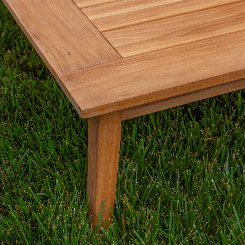 Afuera Living Outdoor Teak Wood Coffee Table with Slatted Top in Natural Oil