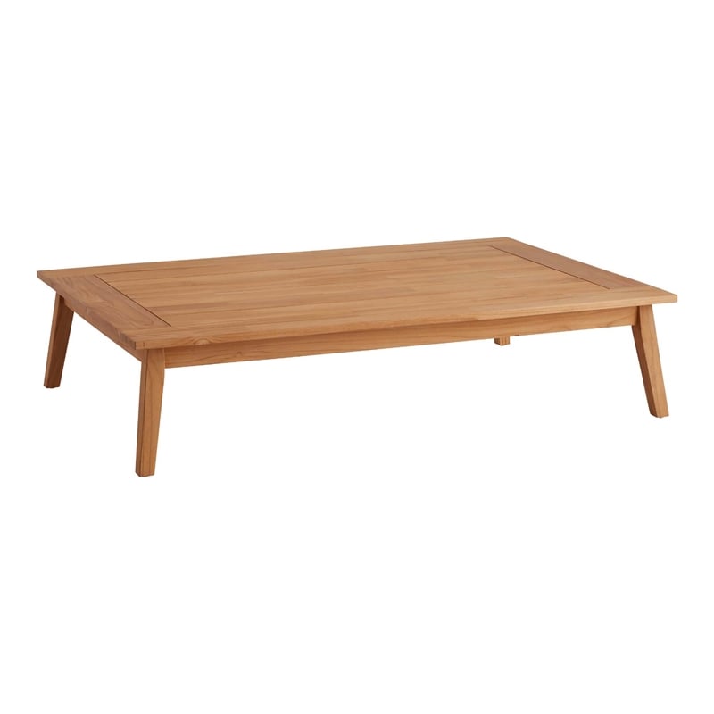 Afuera Living Outdoor Teak Wood Coffee Table with Slatted Top in Natural Oil
