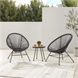 Afuera Living Outdoor Oval Chair Handwoven Wicker Roping Steel Frame in Black