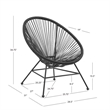 Afuera Living Outdoor Oval Chair Handwoven Wicker Roping Steel Frame in Black