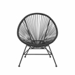 Afuera Living Outdoor Oval Chair Handwoven Wicker Roping Steel Frame in Black