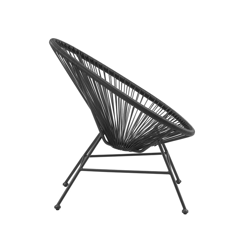 Afuera Living Outdoor Oval Chair Handwoven Wicker Roping Steel Frame in Black