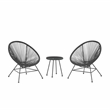 Afuera Living Outdoor Oval Chair Handwoven Wicker Roping Steel Frame in Black