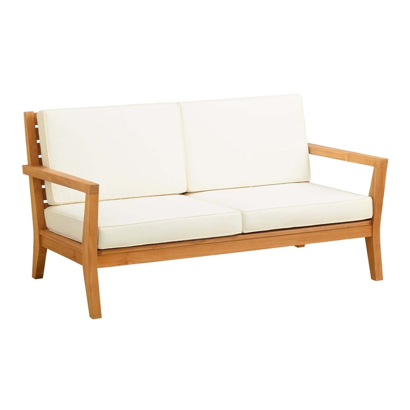 Afuera Living Outdoor Solid Wood 2 Seat Sofa/UV Resistant Cushions in Natural