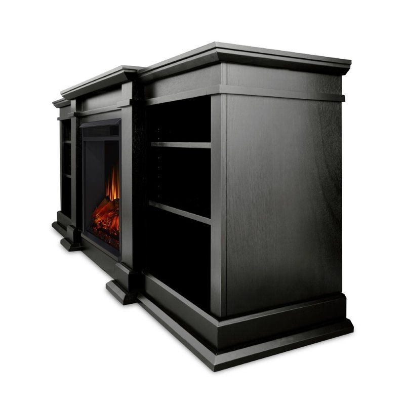 Afuera Living Modern Indoor TV Stand Electric Fireplace in Black