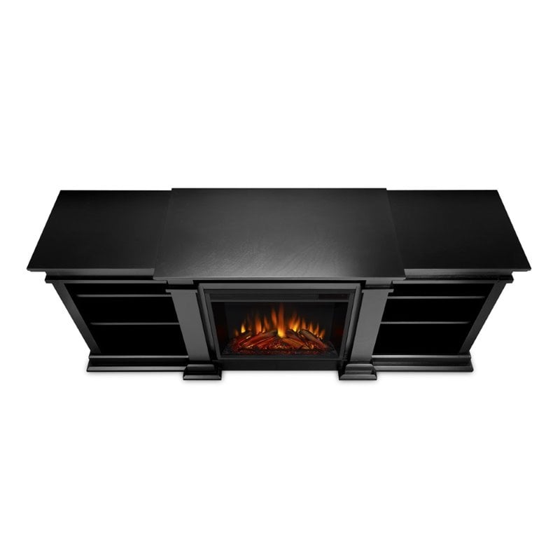 Afuera Living Modern Indoor TV Stand Electric Fireplace in Black