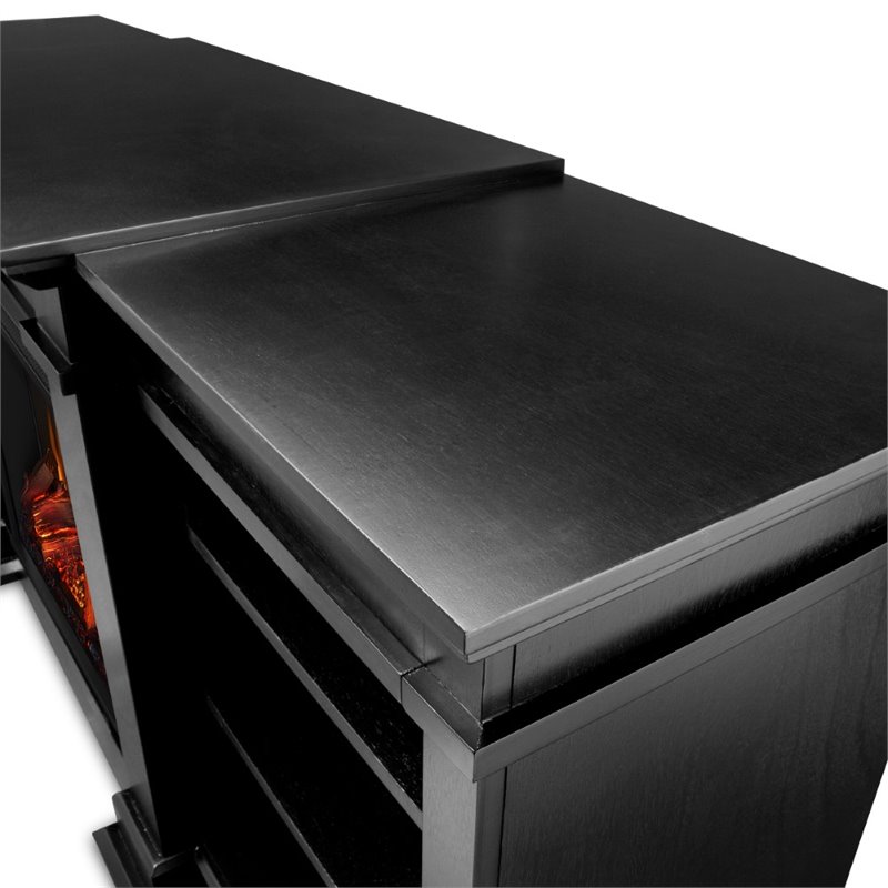 Afuera Living Modern Indoor TV Stand Electric Fireplace in Black