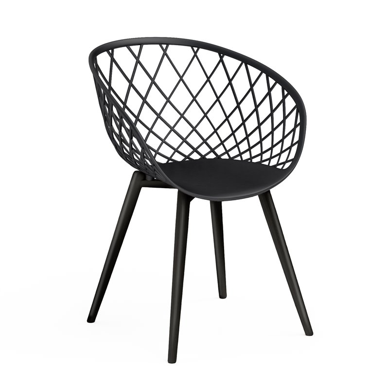 Afuera Living Contemporary Polypropylene and Steel Chat Set in Black