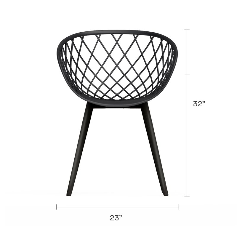 Afuera Living Contemporary Polypropylene and Steel Chat Set in Black