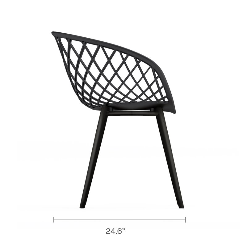 Afuera Living Contemporary Polypropylene and Steel Chat Set in Black