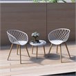 Afuera Living Contemporary Polypropylene and Steel Chat Set in White & Natural