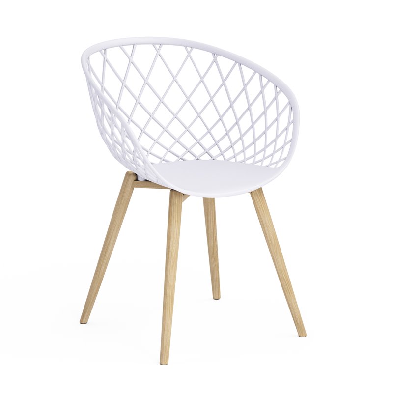 Afuera Living Contemporary Polypropylene and Steel Chat Set in White & Natural