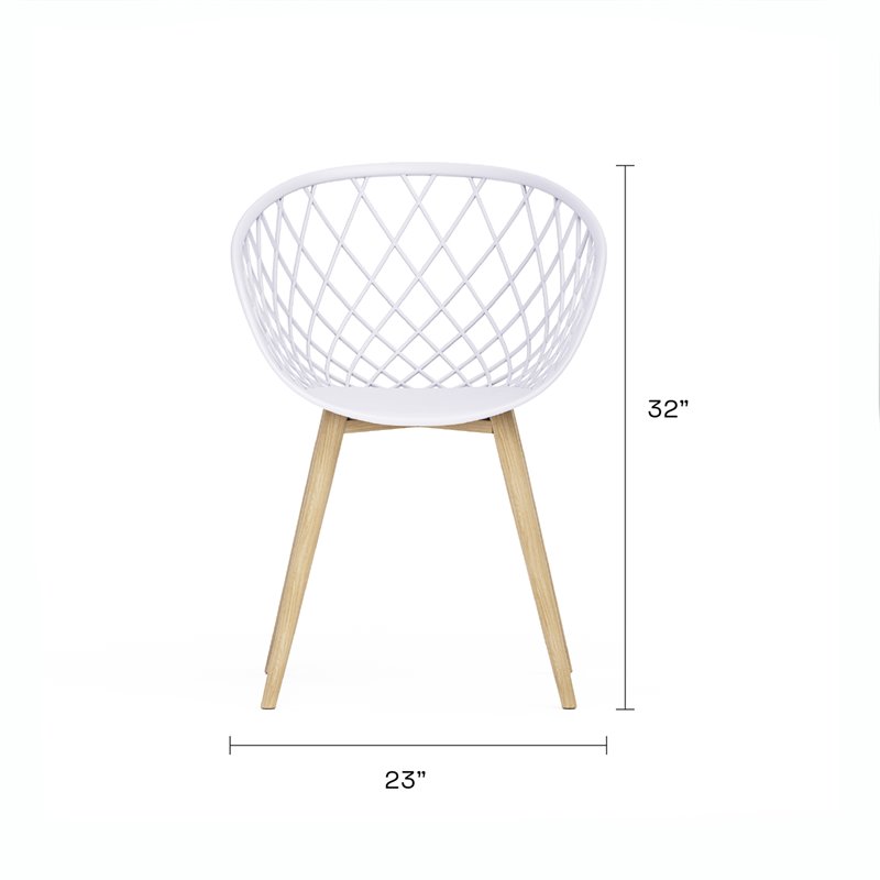 Afuera Living Contemporary Polypropylene and Steel Chat Set in White & Natural