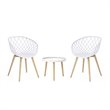 Afuera Living Contemporary Polypropylene and Steel Chat Set in White & Natural
