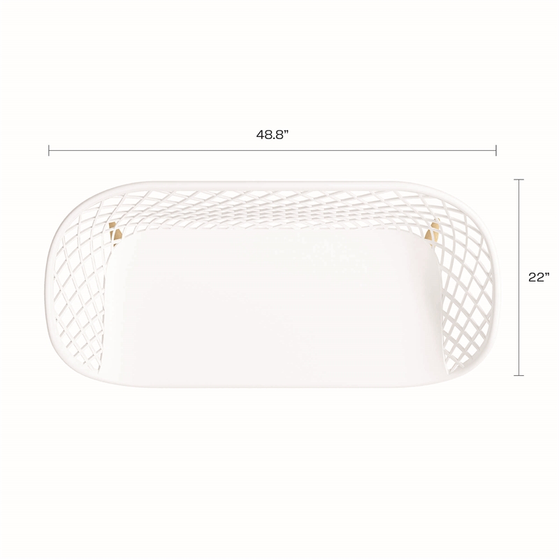 Afuera Living Contemporary Bench White and Natural Indoor/Outdoor