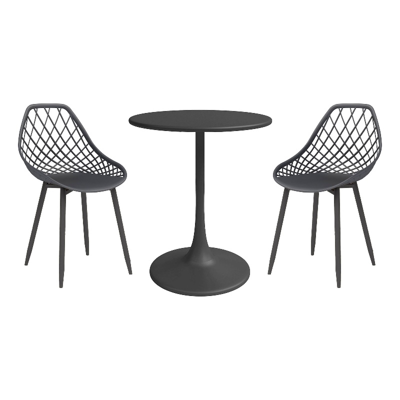 Afuera Living Mid-Century 3-Piece Bistro Set in Black Indoor/Outdoor