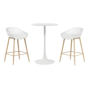 Afuera Living 3-Piece Counter Height Bistro Set in White for Indoor/Outdoor