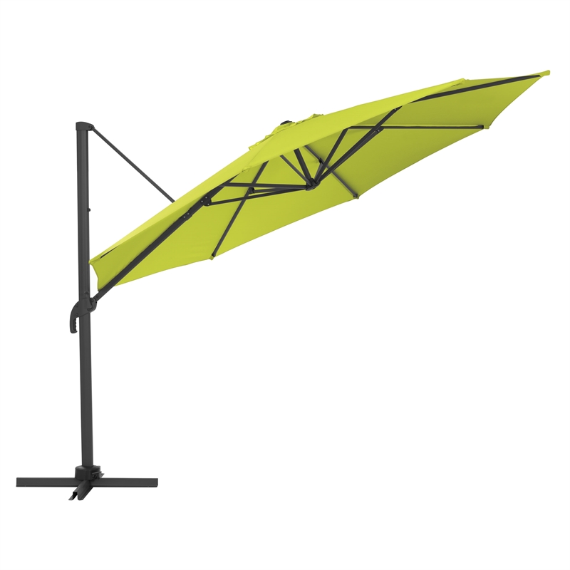 Afuera Living Lime Green Fabric 11.5ft Deluxe Aluminum Offset Patio Umbrella