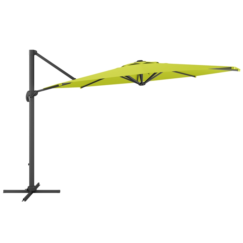 Afuera Living Lime Green Fabric 11.5ft Deluxe Aluminum Offset Patio Umbrella