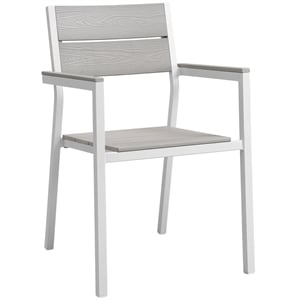Afuera Living 17.5&quot Modern Aluminum Outdoor Armchair in White/Light Gray